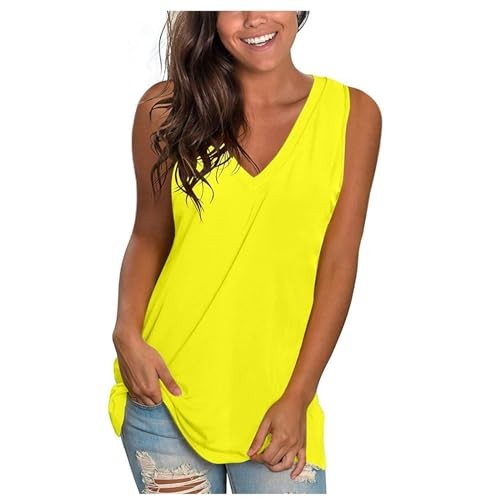 thumbnail image 2 of Camisa sin mangas con cuello en V para mujer para el verano: top informal oversize, poliéster/spandex, moda playera, tallas S-XXXXXL., 2 of 4